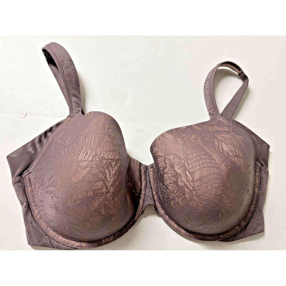 Paramour Lightly Padded Bra Underwire Lace Overlay Taupe 135083 Size 40DD